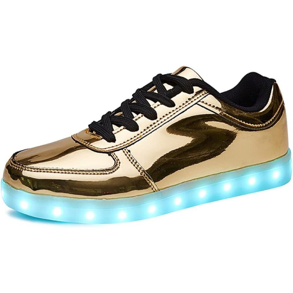 ⚡Unisex Gold USB Charging Light Up Shoes Sports LED Dancing Sneakers Lace Up